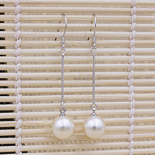 Kuaishou elegant women's long earrings women's imitation pearl and oyster silver earrings princess versatile ear hook earrings