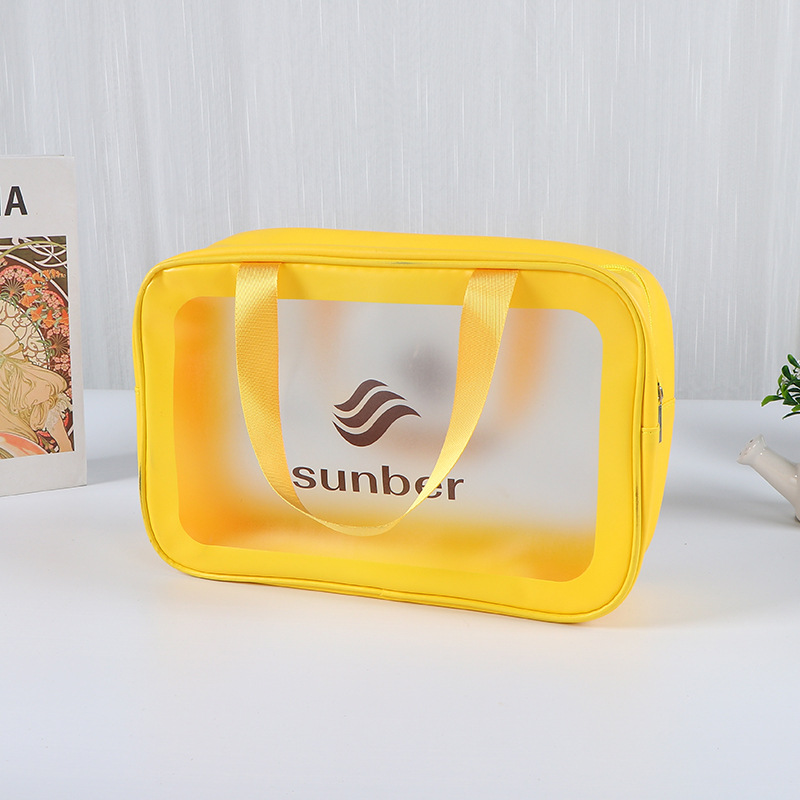 Bolsas de PVC personalizadas viajes impermeables bolsa de lavado de gran capacidad esmerizada bolsa de maquillaje transparente al por mayor