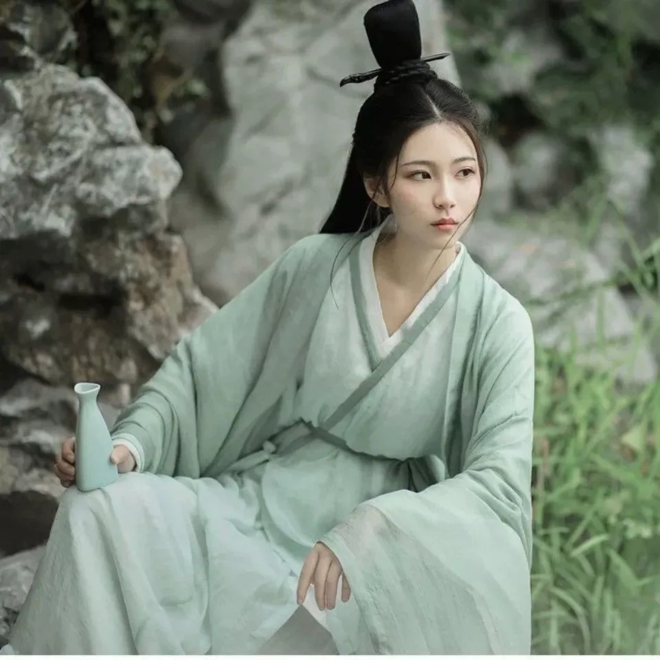 Холодно- и тепло-рукав Hanfu для женщин 2024 новый широкий рукав, сказочная юбка, древний стиль, сказочный свободный костюм