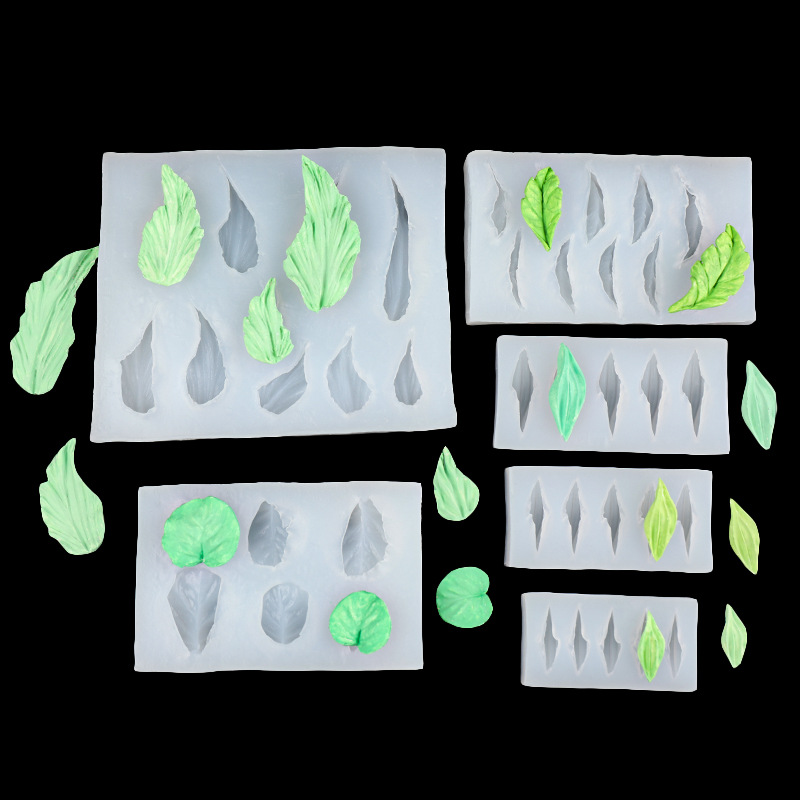 Crema hoja raspador textura fondant chocolate flor horneado epoxi pastel decoración molde de silicona