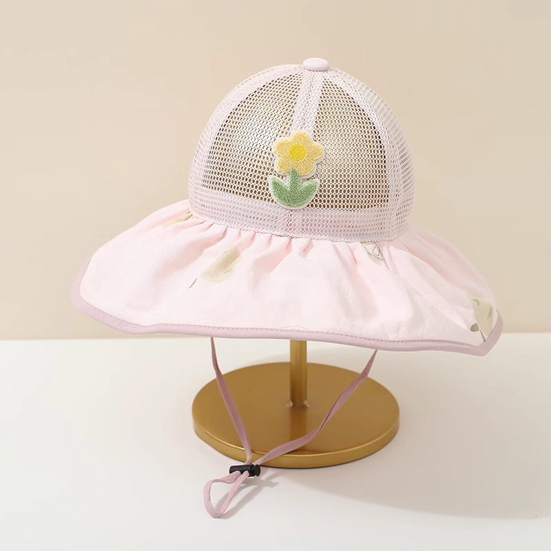 Sombrero de sombra para bebé Sombrero de pescador para bebés de primavera y verano Sombrero grande para niños y niñas de verano Sombrero de protección solar de malla Alero grande