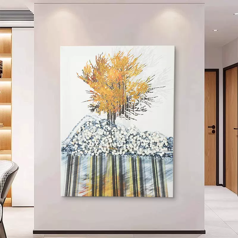 客厅树叶装饰画现代简约艺术挂画沙发背景墙ins清新卧室壁画批发