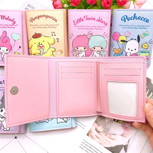 Cartoon Kurome Pacha Dog Short Tri-fold Wallet Cute Children and Students Multiple Card Slots Casual PU Wallet Card Holder