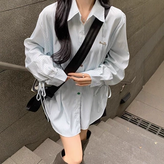 春秋设计感小众彩色纽扣衬衫长袖2025新款温柔奶杏色宽松衬衣外套