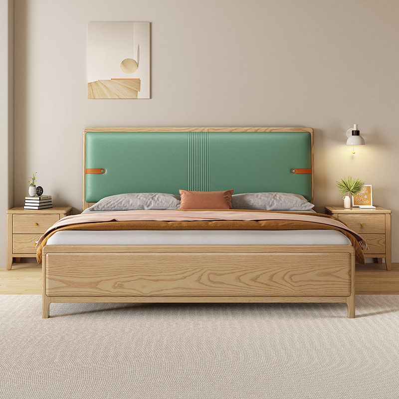 Madera de cera blanca cama de madera maciza moderna simple de 1.5m cama de matrimonio cama doble lujosa nueva cama de 1.8 bolso suave