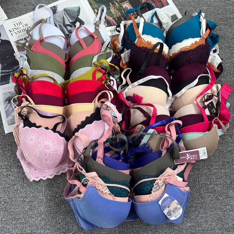 Cross-Border Foreign Trade European, American and Indian Miscellaneous Code Printed Mixed Color Lace with Steel Ring Push-Up Sexy and Comfortable Bra