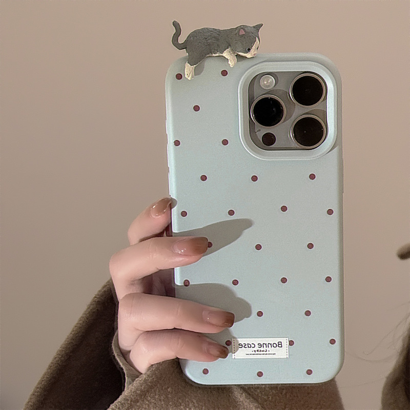 かわいい立体的な猫の指紋防止iPhone 17ケース、Apple 16、15 Pro Max対応、シンプル|undefined