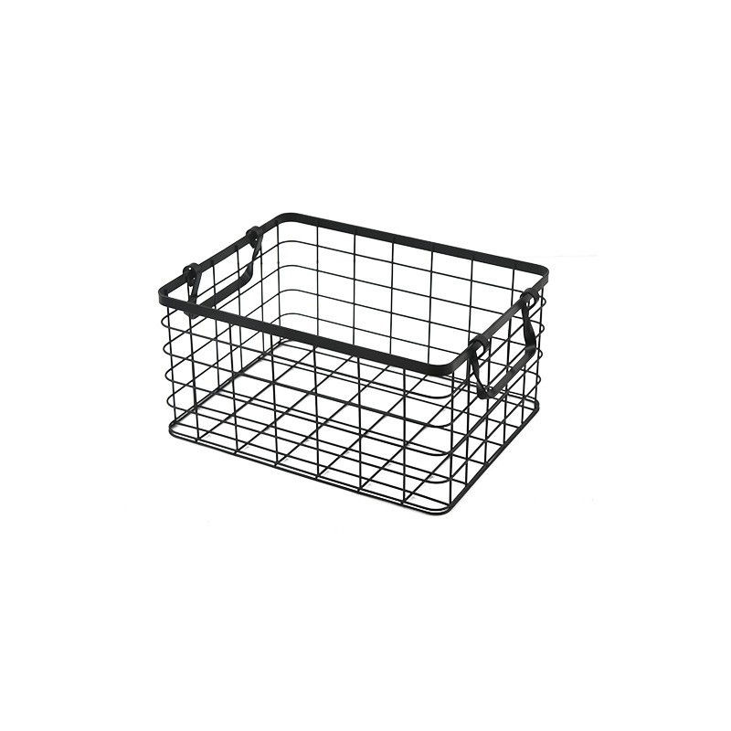 Cesta de almacenamiento de estilo nórdico con manijas Cesta de almacenamiento de hierro dorado Cesta de almacenamiento de marco de almacenamiento de gran capacidad de oro rosa