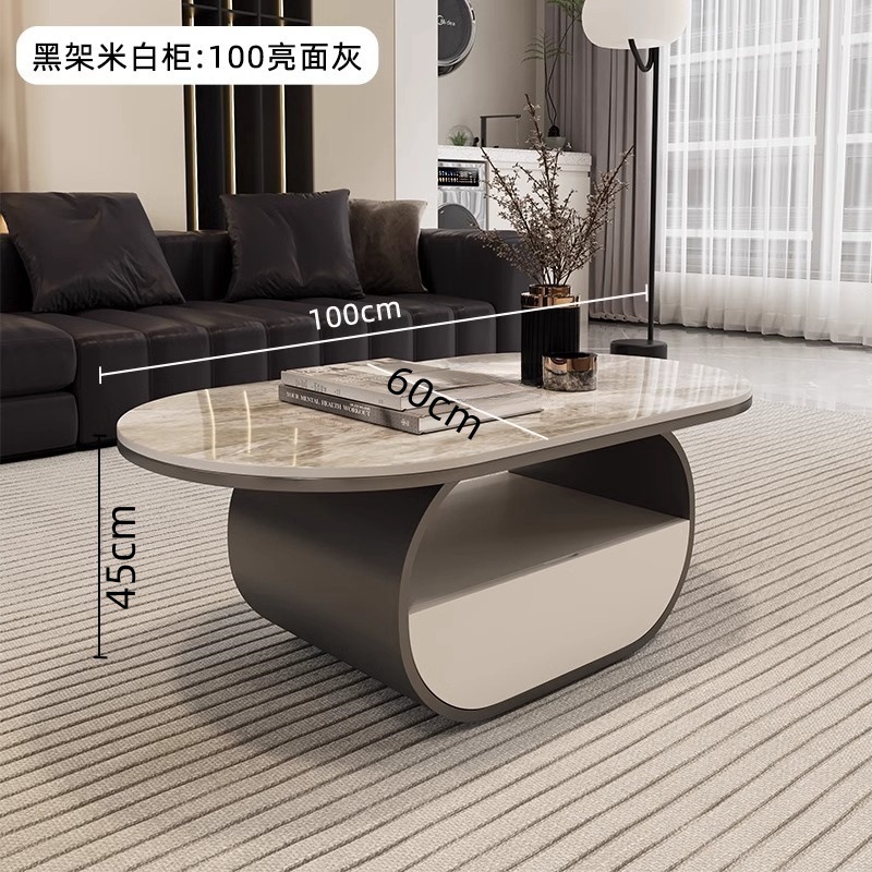 Nuevo hogar moderno simple y lujoso mesas combinadas de moda mesa de té sala de estar de roca elíptica completa