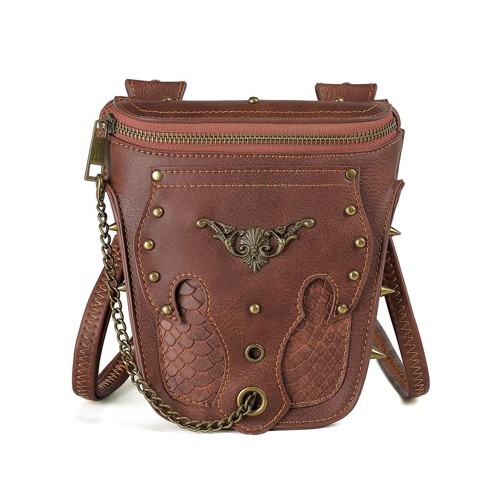 Nuevos productos europeos y americanos punk bolsos de mujer retro marrón al aire libre móvil cambio mini bolsos deportivos ociosos mini bolsos