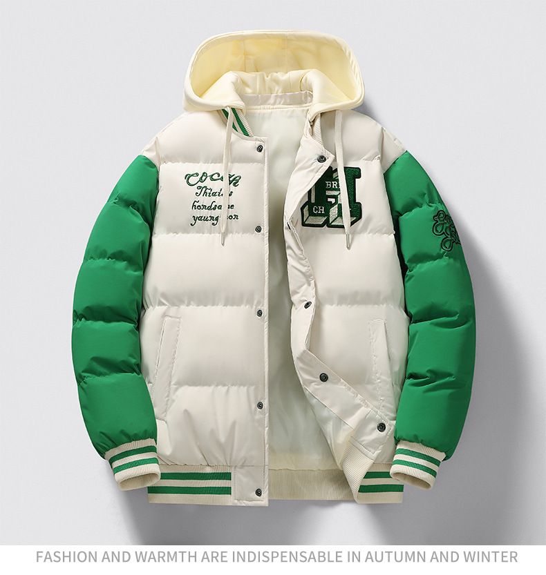 Herren Slim Fit Baseballjacke Mit Kapuze Und Baumwollfutter_voghion.com