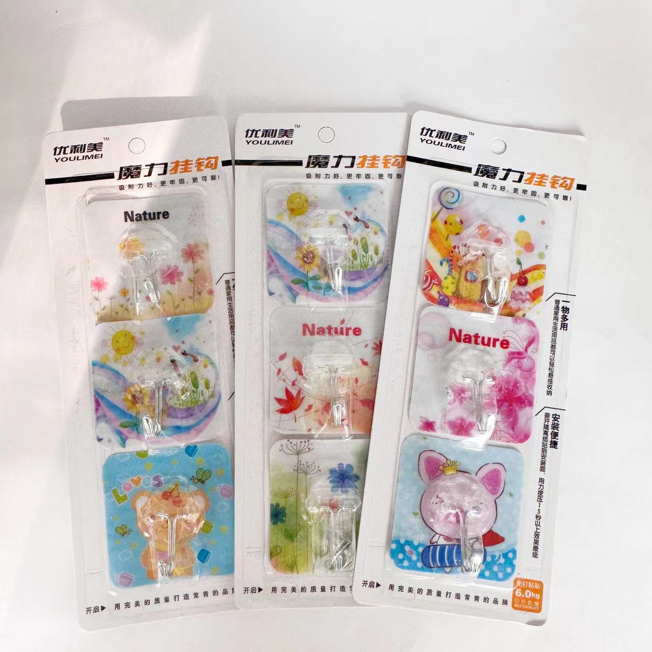 3 cartoon seamless hook nail-free seamless hook wall kitchen household hook two yuan a supply