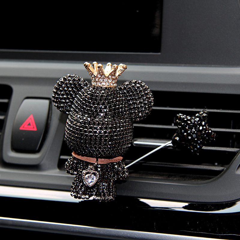 Adorno para Coche con Forma de Oso Violento con Pedrería, Figura de Oso, Decoración para Coche, Soporte para Perfume de Coche con Diseño de Dibujos Animados, Regalo para Mujer