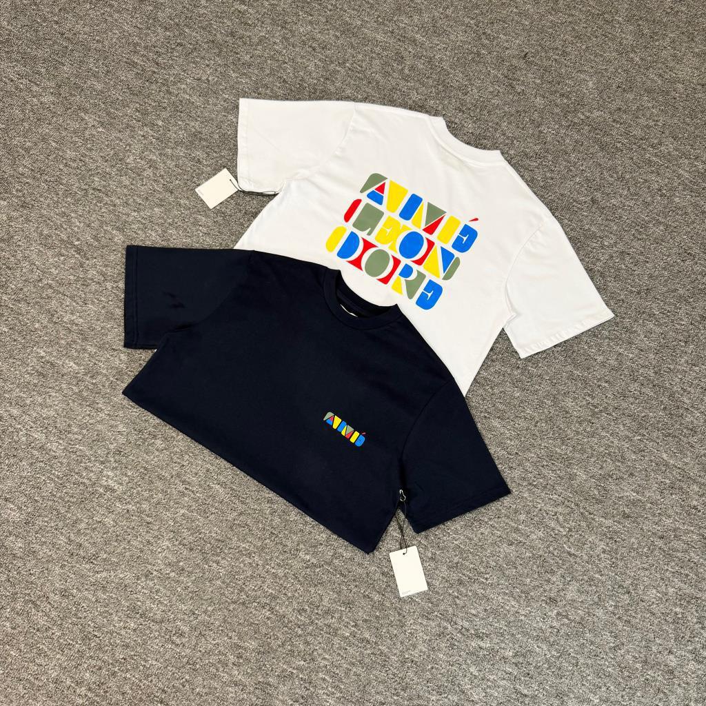 Aime Leon Dore Colorful Letter Print Short Sleeve T-Shirt for Men and Women, Loose Fit Round Neck Top for Couples, Summer