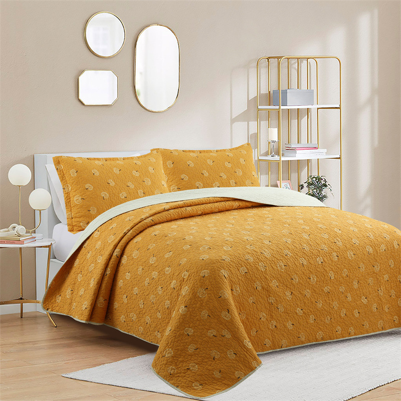 Quilted Bedding Set - Pure Cotton Embroidered Summer Quilt_voghion.com