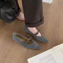 网红灰色加绒呢子粗跟单鞋女鞋子2025秋冬季气质蝴蝶结通勤高跟鞋