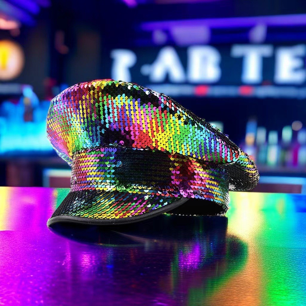 Sombrero azul marino con incrustaciones de diamantes, boina estilo punk, sombrero y2k, sombrero de marinero para mujer con ambiente otoñal e invernal, sombrero dorado para clima frío