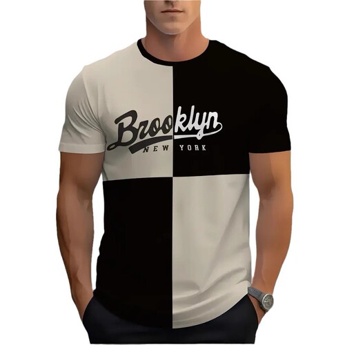 Summer 3D Printed Men's Short Sleeve T-Shirt Loose Casual Crew Neck High-End Casual T