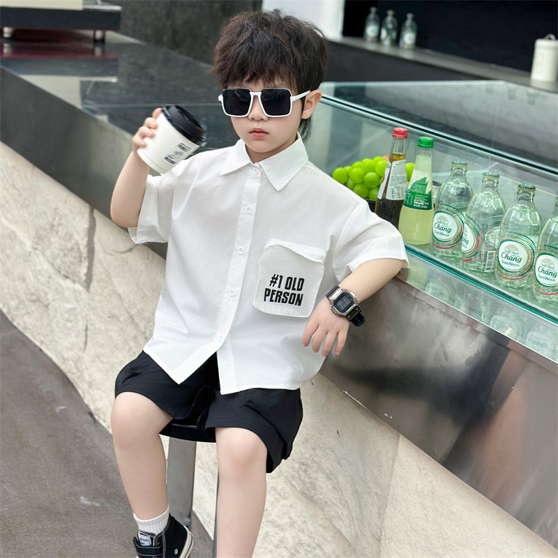 7123 traje de niño verano para niños estilo universitario de verano uniforme escolar chico guapo camisa de manga corta traje estudiante de moda