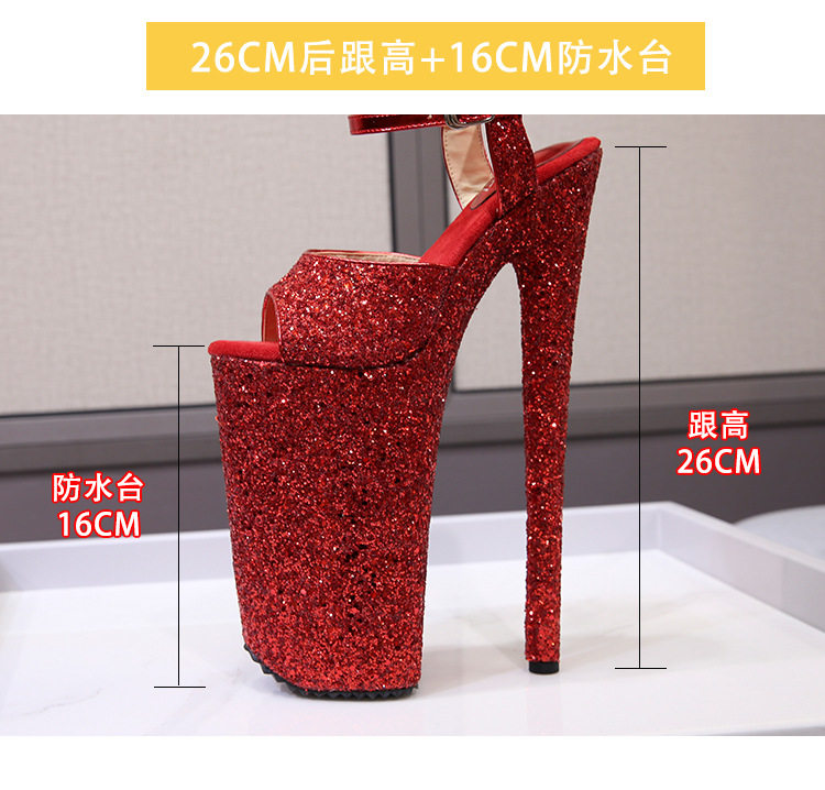 Giày sandal nữ gót nhọn 26 cm đế platform quai ngang — Màu bạc, Màu vàng, Màu đen, Màu đỏ chi tiết 6