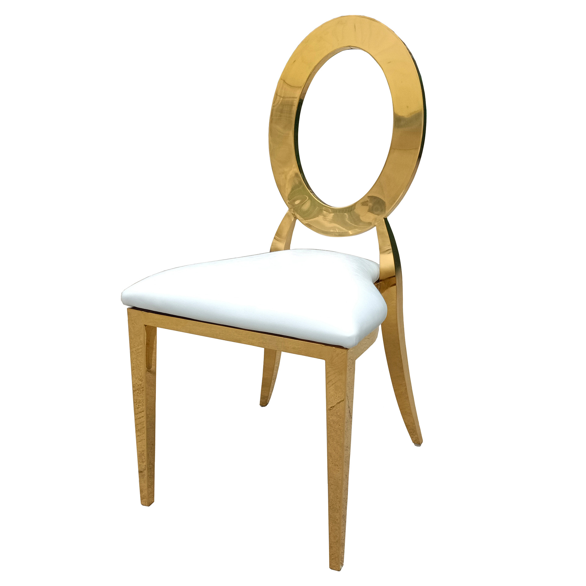 Sillas de comedor de acero inoxidable de Guangdong, sillas para banquetes, hoteles y bodas, sillas apilables con respaldo, taburetes de exterior de lujo ligero