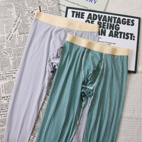 Exclusive Autumn/Winter Thin-Sleeved One-Piece Men's Striped Warm Pants Elastic Fashion Youth Leggings