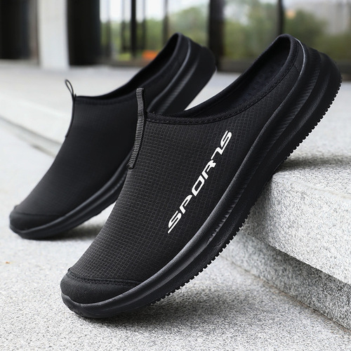 Men's Summer New Headcover Half Slippers Breathable Lightweight Casual Shoes Simple Soft Sole One-Piece Shoes for Men Wholesale