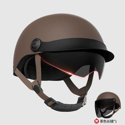 Motorcycles, Universal Half Helmet for All | Motosiklet kaskı (dəbilqə) - sku-23-new-national-standard-retro-brown-brim-sunscreen-endoscope-long-tea