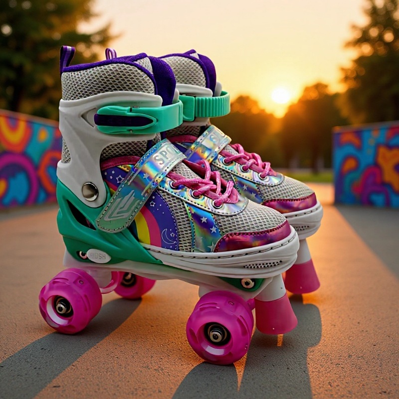 Double Row Skates for Children, Students, Four-Wheel Skates, Men's and Women's Roller Skates, Beginner Roller Skates, Cross-Border Hot Sales