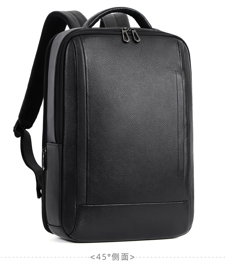 Ba lô nam da bò thật công suất lớn, ngăn laptop 16 inch, chống nước đa chức năng — Màu đen chi tiết 18