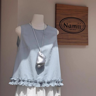 South Korea's Dongdaemun Versatile Pure Color Loose Sleeveless Shirt Women's Summer Thin Vest Top Cute Age-Reducing Shirt