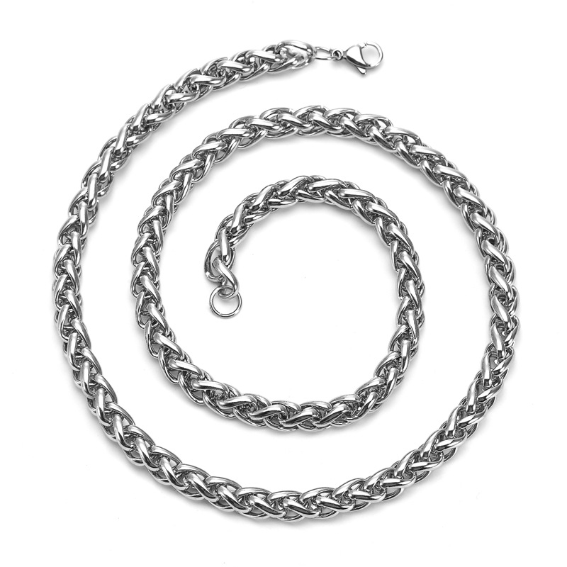 Stainless Steel Chain Necklace Fashion Simple Versatile DIY Titanium Steel Plain Chain Basket Chain Fade-Resistant Pendant Accessory Chain