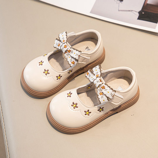 Girls' princess shoes Spring and Autumn new children's leather shoes bow embroidered baby shoes all-match children's shoes wholesale