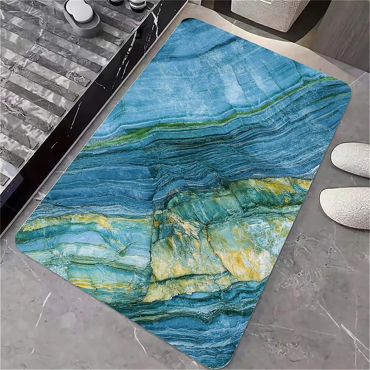 Cross-Border American-Style Stone Diatomaceous Earth Bathroom Absorbent Non-Slip Floor Mat, Bedroom Dirt-Resistant Foot Mat, Entryway Easy-Care Door Mat