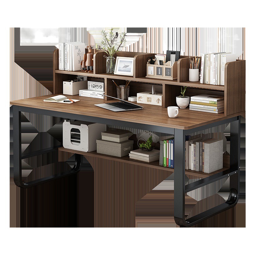 Escritorio para computadora, escritorio para el hogar, estantería integrada, dormitorio para estudiantes, escritorio de estudio y juego de sillas, escritorio de oficina simple