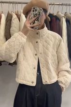 夹棉外套女冬新款小个子韩系短款洋气立领菱格棉服轻薄小棉袄