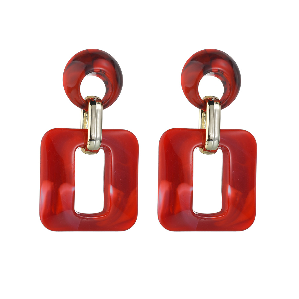 Retro, Fashion Style Retro Fashion Geometric Resin No Inlaid Earrings