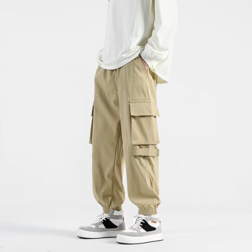 Selected Summer Thin Work Pants for Men, American Trend Loose Sporty Casual Pants, Versatile Multi-Pocket Long Pants