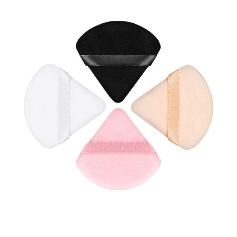 Triangular Powder Puff Sponge, Scalloped Peach-Heart & Fan Shapes, Small–Large, Custom Colors