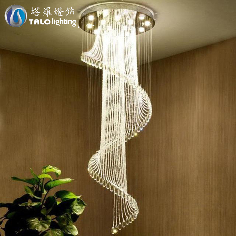 Double stairs living room chandelier Hotel lobby project long chandelier Villa loft living room pendant crystal lamp 