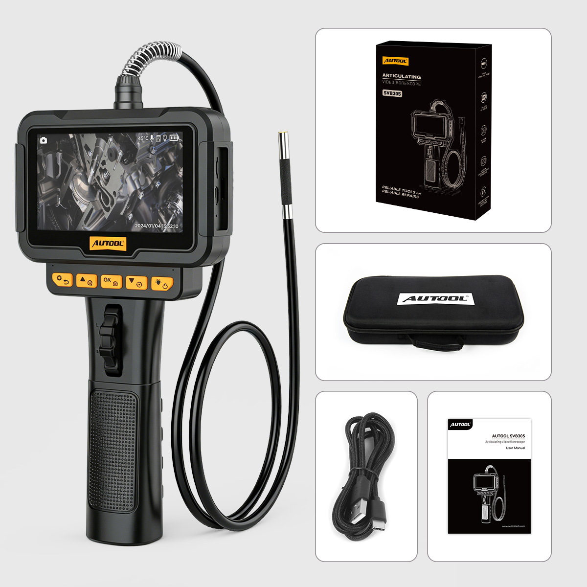 AUTOOL SVB305 Videoscopio Cámara HD Reparación de automóviles Motor Herramienta de detección de depósitos de carbono