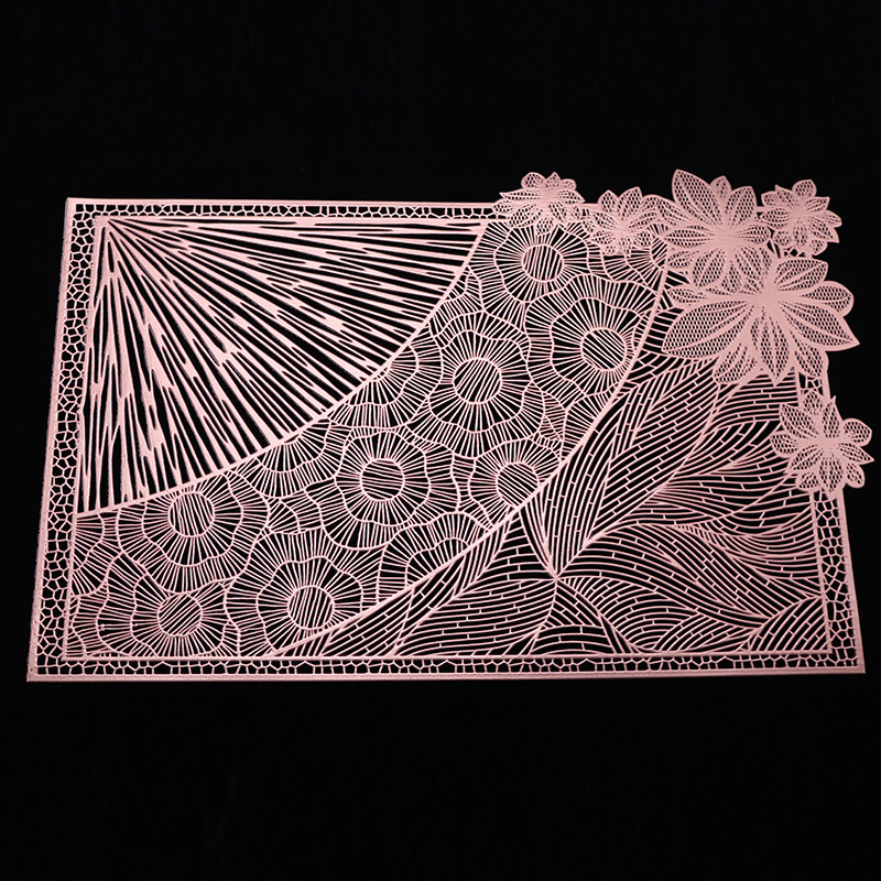 Transfronterizo exclusivo PVC hueco placemat nueva moda bronceado placemat fácil limpieza PU estera de la tabla para la estera de la placa del hotel