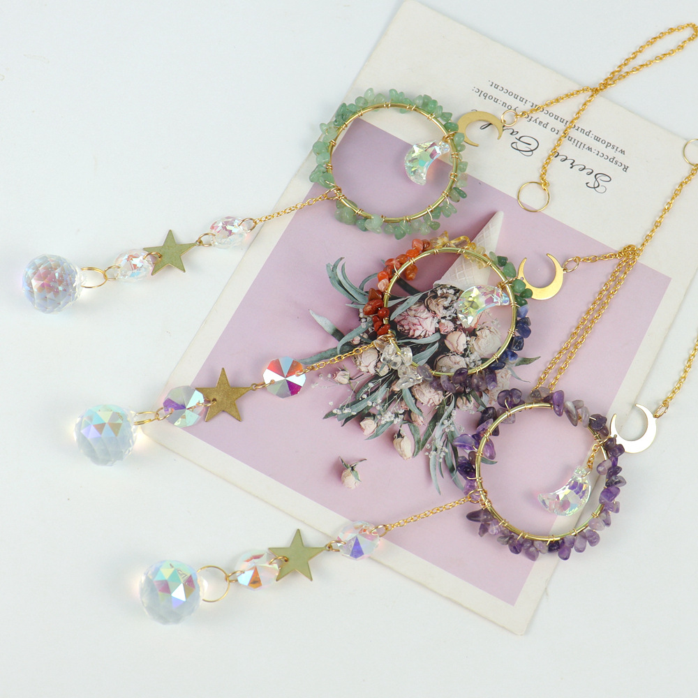 Star, Moon Pattern Fashion Star Moon Artificial Crystal Copper Pendant Wall Art