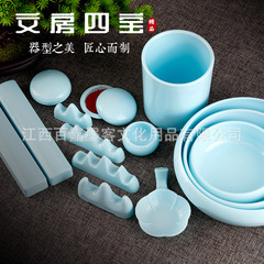 Office supplies imitation jade pen wash, pen holder, ruler, pen stand imitation ceramic plastic anti-fall paperweight pen stand, wholesale