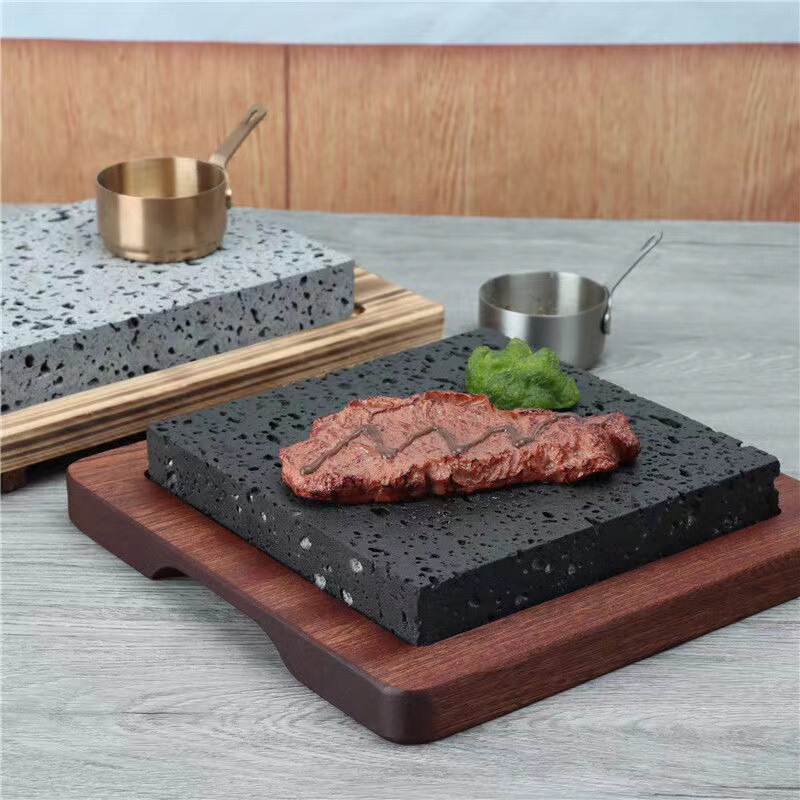 Volcanic Stone Baking Plate Volcanic Rock Plate Grilled Steak Plate Heat Preservation Stone Plate Black Hole Stone Heating Stone Plate
