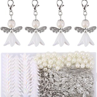 Cross-border hot DIY jewelry Guardian Angel homemade craft suit making Pearl angel pendant key ring