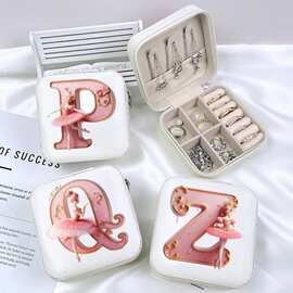 26字母卡通图案首饰收纳盒迷你便携珠宝首饰盒饰品包装礼盒项链耳