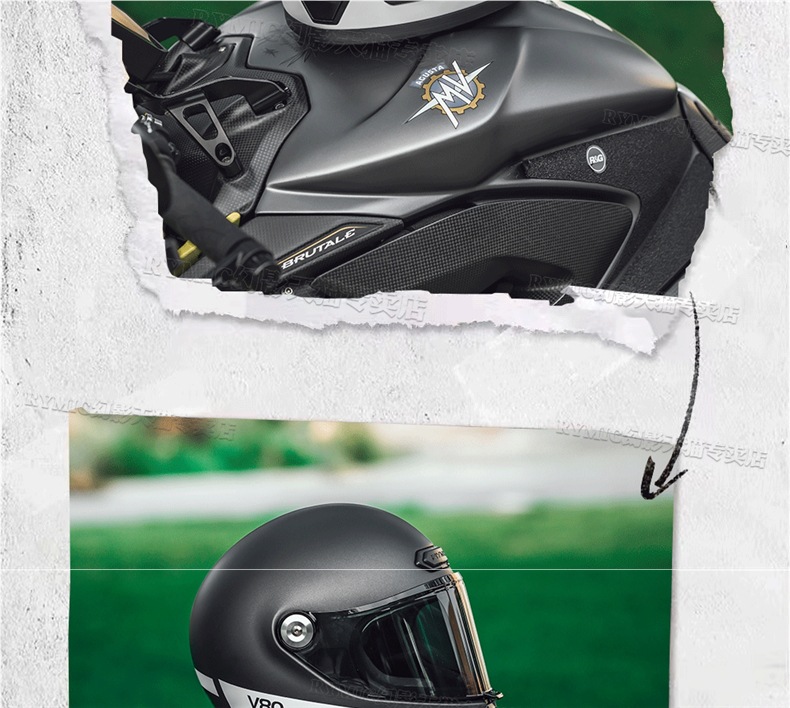 Rymic Retro Cruise Full-Face Motorcycle Helmet Men's and Women's Motorcycle All-Season Safety Helmet Bluetooth Slot 3C Certification
