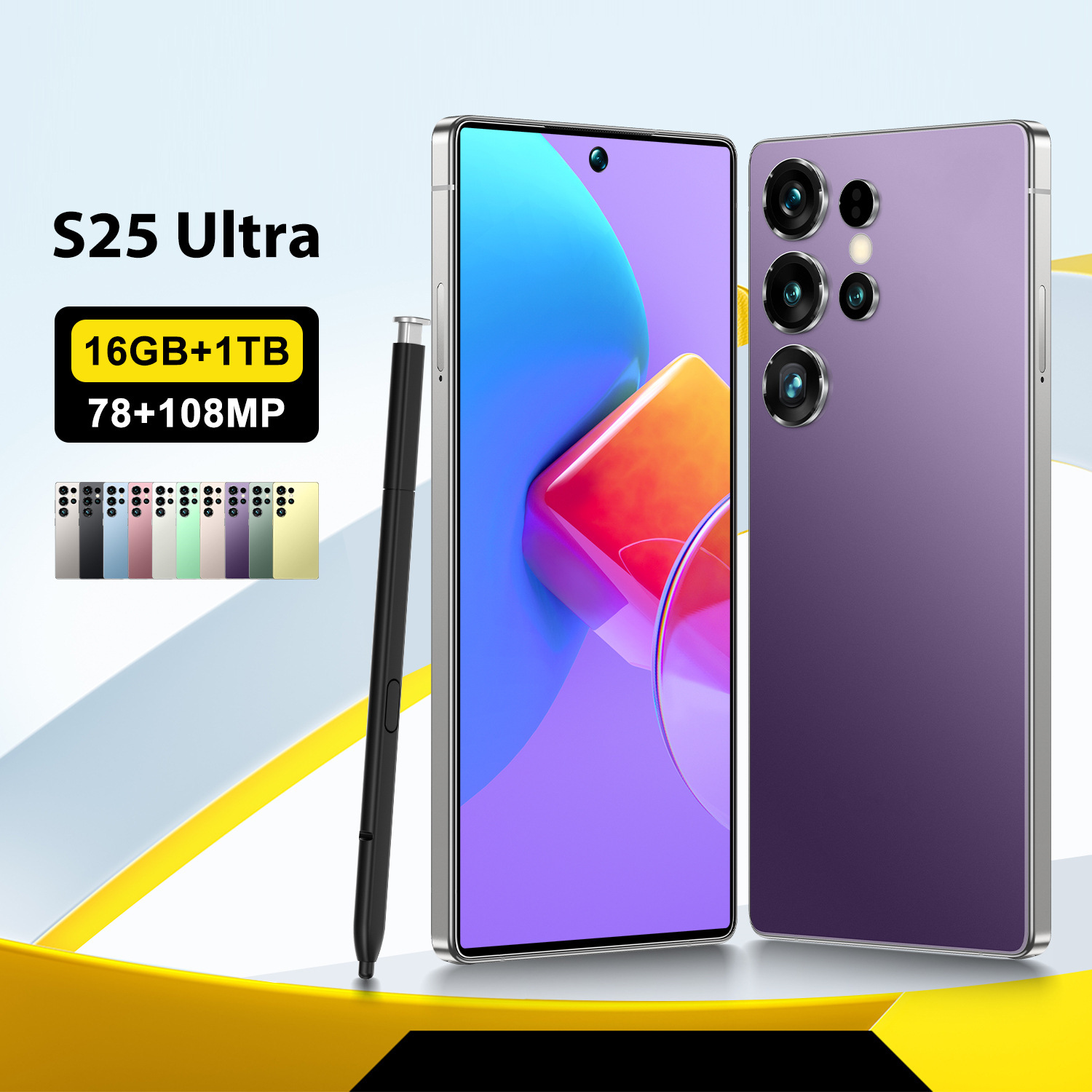 Teléfono Inteligente Pantalla Grande S25 Ultra 7.3 Pulgadas 16+1TB Pantalla Grande, Batería 4000mAh