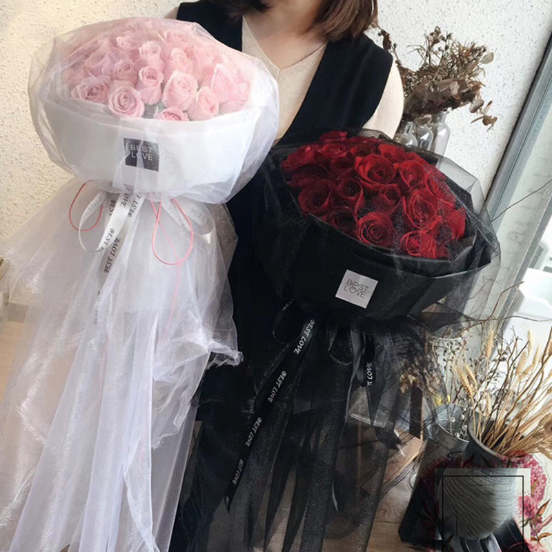 Pearl Yarn Crystal Yarn Large Black Yarn Bouquet Wedding Snow Yarn Curtain Flower Shop Flower Wrapping Material Flower Packaging Mesh